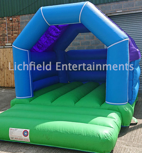 15x11ft Blue and Green Bouncy Castle hire from Lichfield Entertainments 