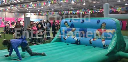 Rugby theme Bungee Run inflatable