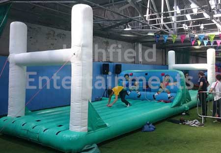 Rugby themed Bungee Run game for hire