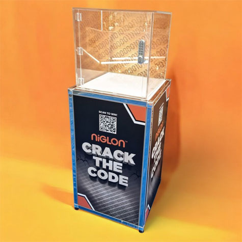 Guess the Code clear safe cracking game for hire for exhibition stands